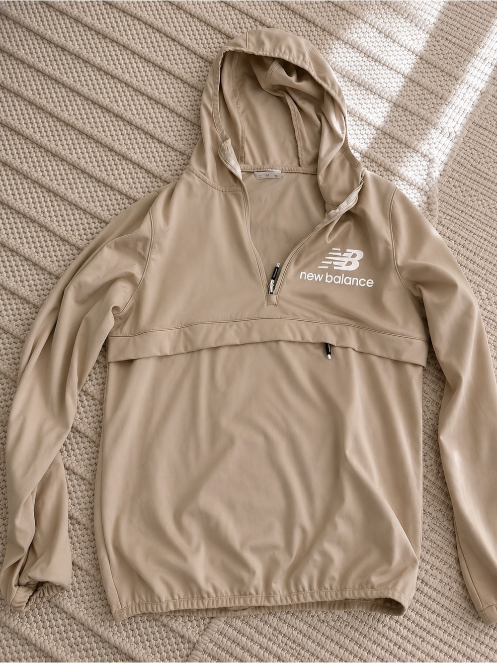 New Balance Taupe Hooded Half-Zip Pullover